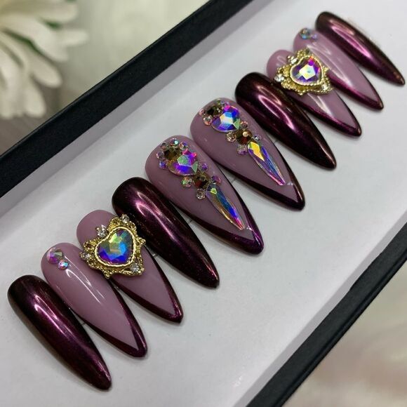 Purple Lux Press On Nails | Handmade Press On Nails | Fake Nails - Picture 1 of 9